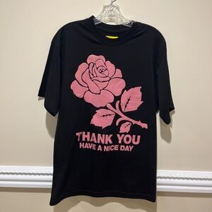 Black T-Shirt with Pink Rose Graphic